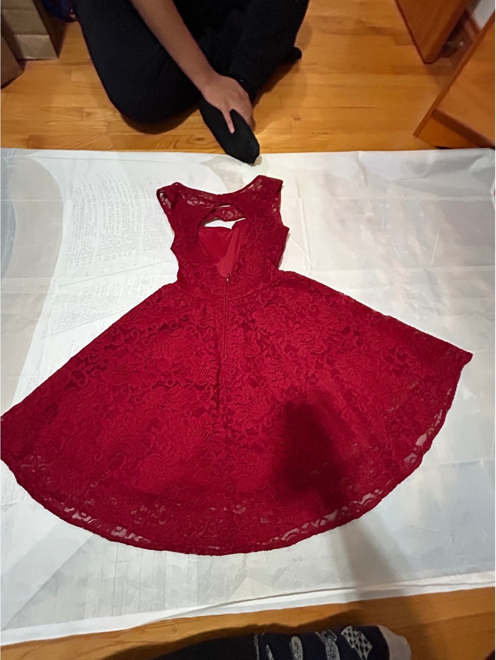 La Scala red lace sleeveless dress Clothing00143